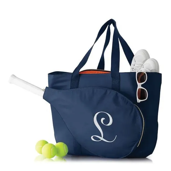 Custom Nylon Tennis Tote Bag with Front Racket Pocket and Shoulder Handles