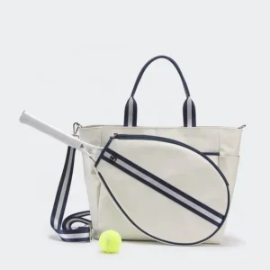 Custom Coated Canvas Tennis Tote Bag with Removable Racket Pocket