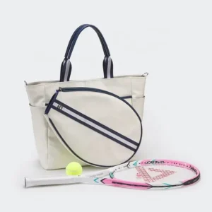 Custom Coated Canvas Tennis Tote Bag with Removable Racket Pocket