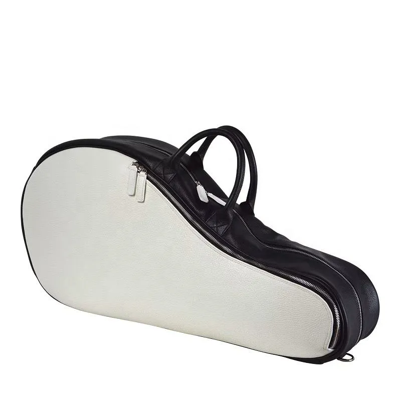 Custom PU Leather Tennis Racket Bag with Double Zipper and Carry Handles