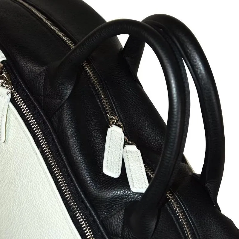 Custom PU Leather Tennis Racket Bag with Double Zipper and Carry Handles