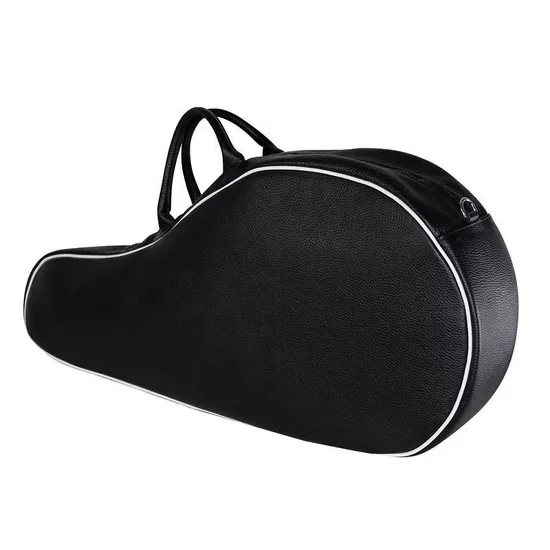 Custom PU Leather Tennis Racket Bag with Double Zipper and Carry Handles