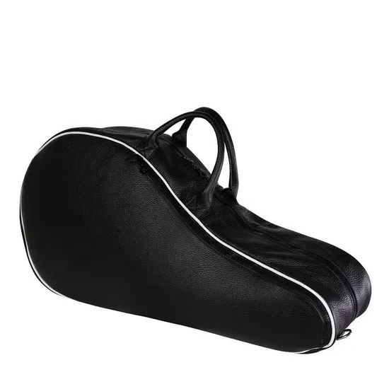 Custom PU Leather Tennis Racket Bag with Double Zipper and Carry Handles