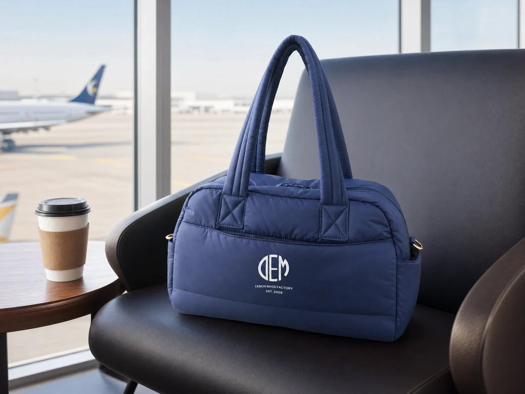 Custom Padded Polyester Travel Duffel Bag with Long Handles