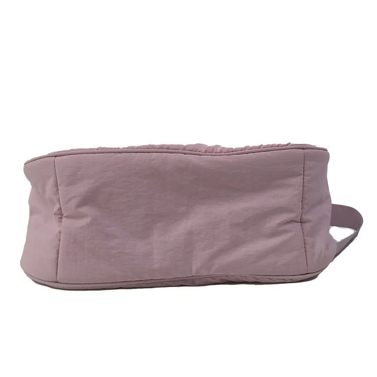 Pink Quilted Nylon Hobo Shoulder Bag with Adjustable Strap and Zipper Pockets