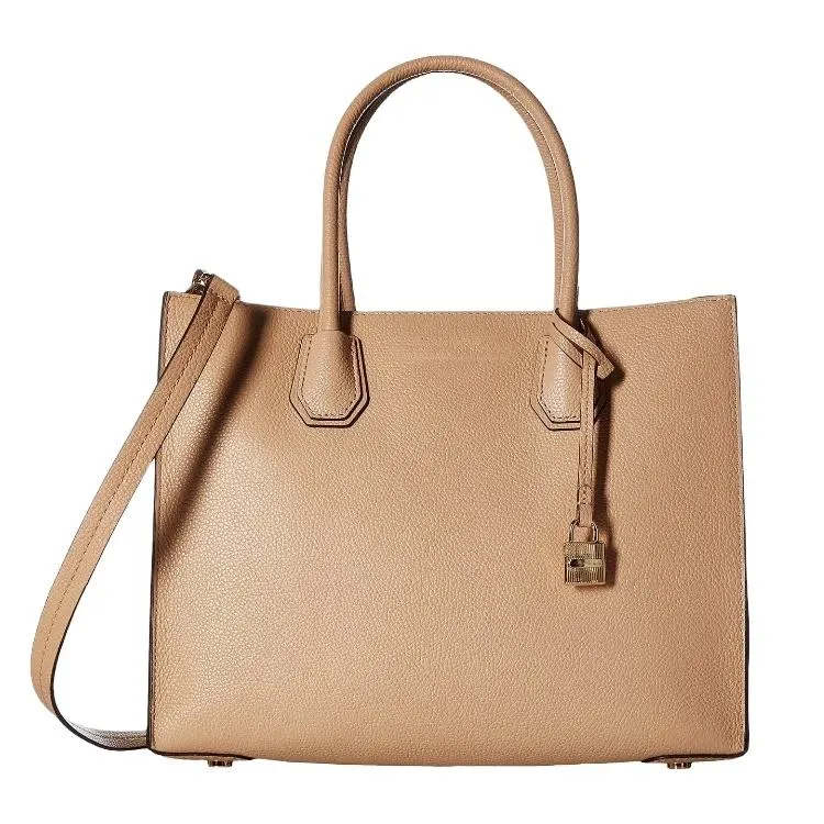 Custom Pebbled PU Tote Bag with Zipper Divider and Detachable Shoulder Strap