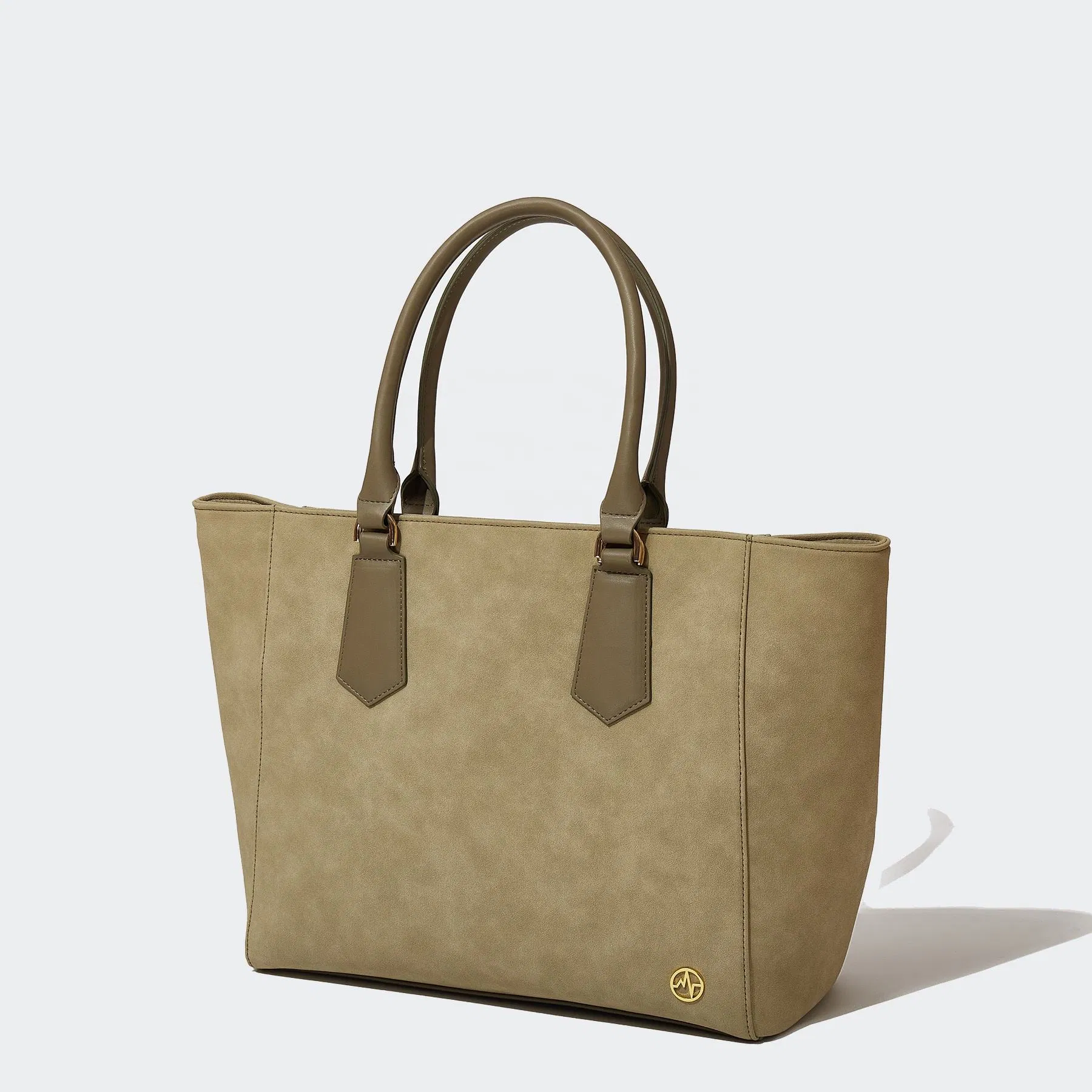 Custom PU Tote Handbag with Zipper Closure and Dual Handles