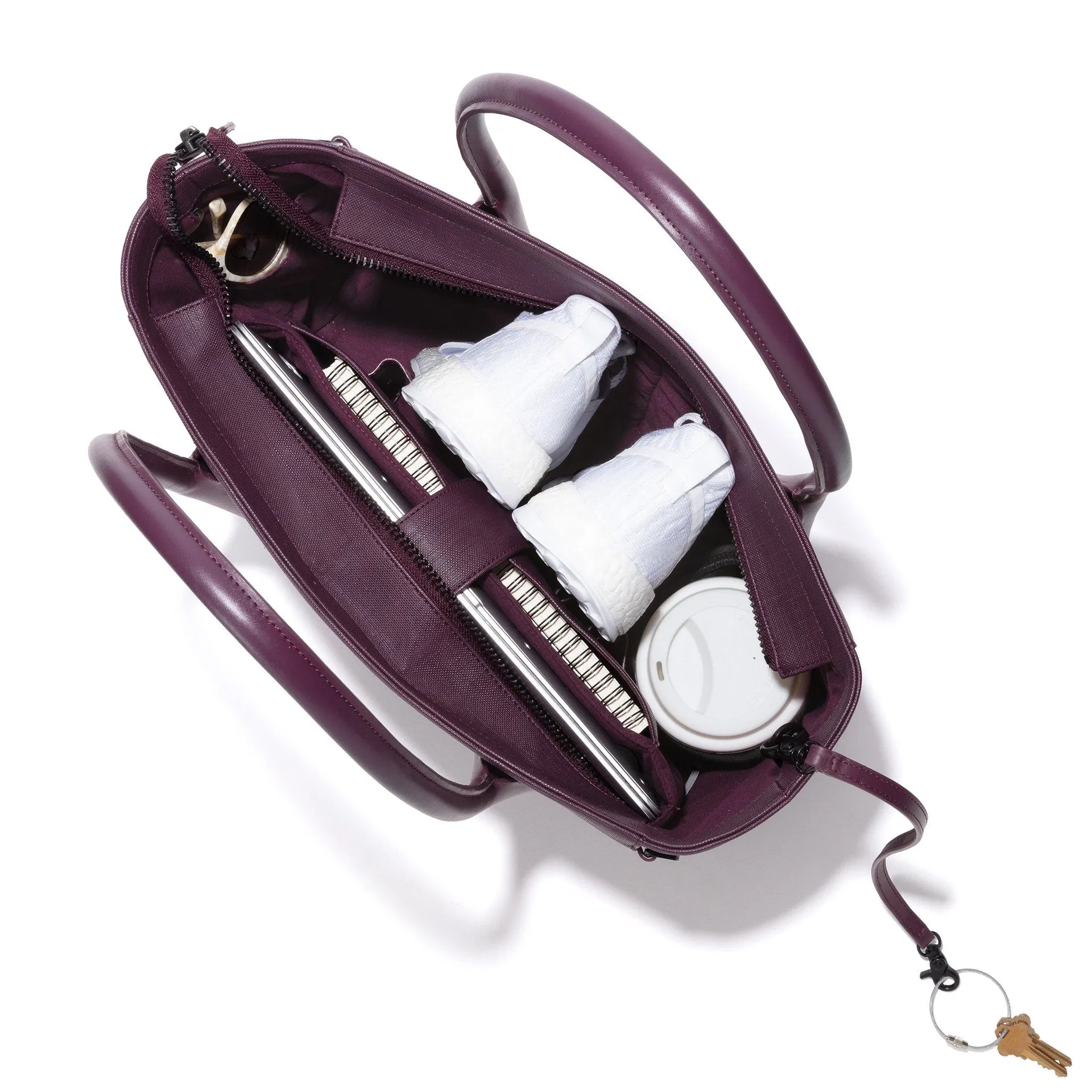 Custom PU Tote Bag with Laptop Compartment and Zipper Closure