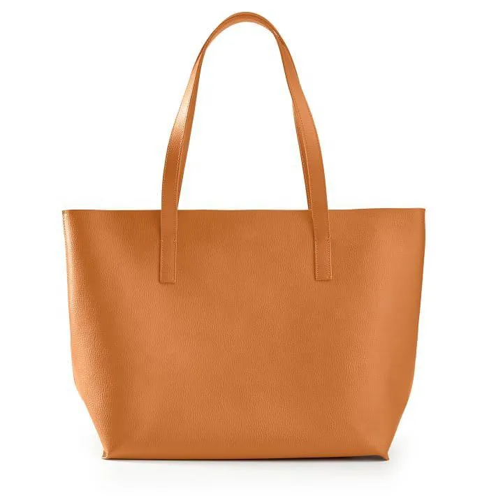 Custom PU Open Top Tote Bag with Twin Shoulder Handles