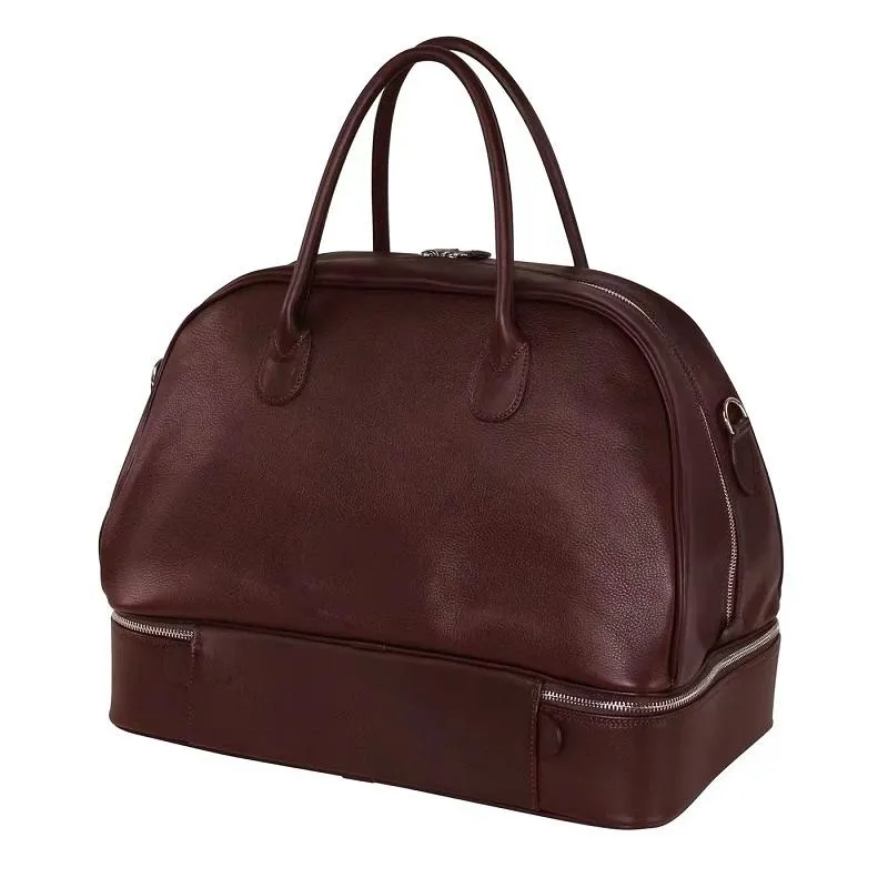 Custom PU Leather Weekender Duffel Bag with Separate Bottom Compartment