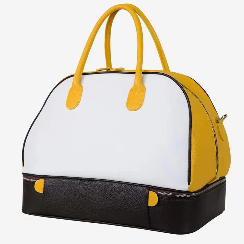 Custom PU Leather Weekender Duffel Bag with Separate Bottom Compartment