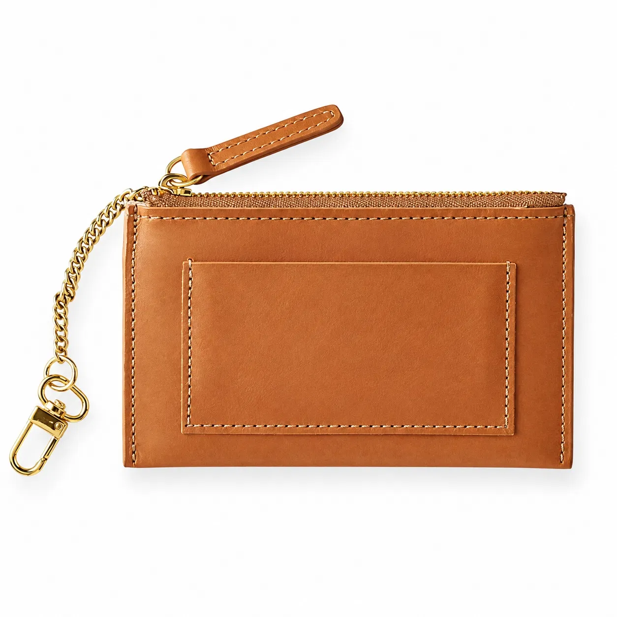 Custom PU Zipper Coin Wallet with Front Card Pocket and Key Chain