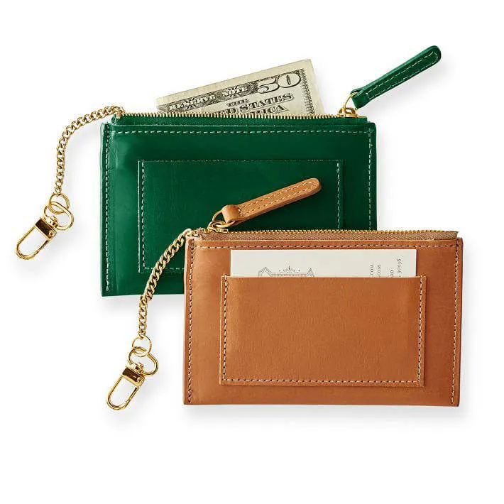 Custom PU Zipper Coin Wallet with Front Card Pocket and Key Chain