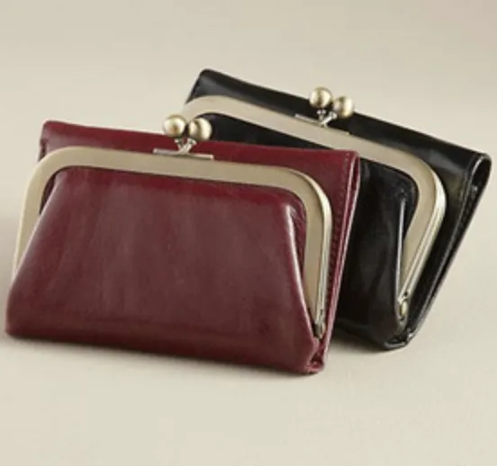 Custom Vintage Kisslock Wallet with Card Slots and Coin Compartment