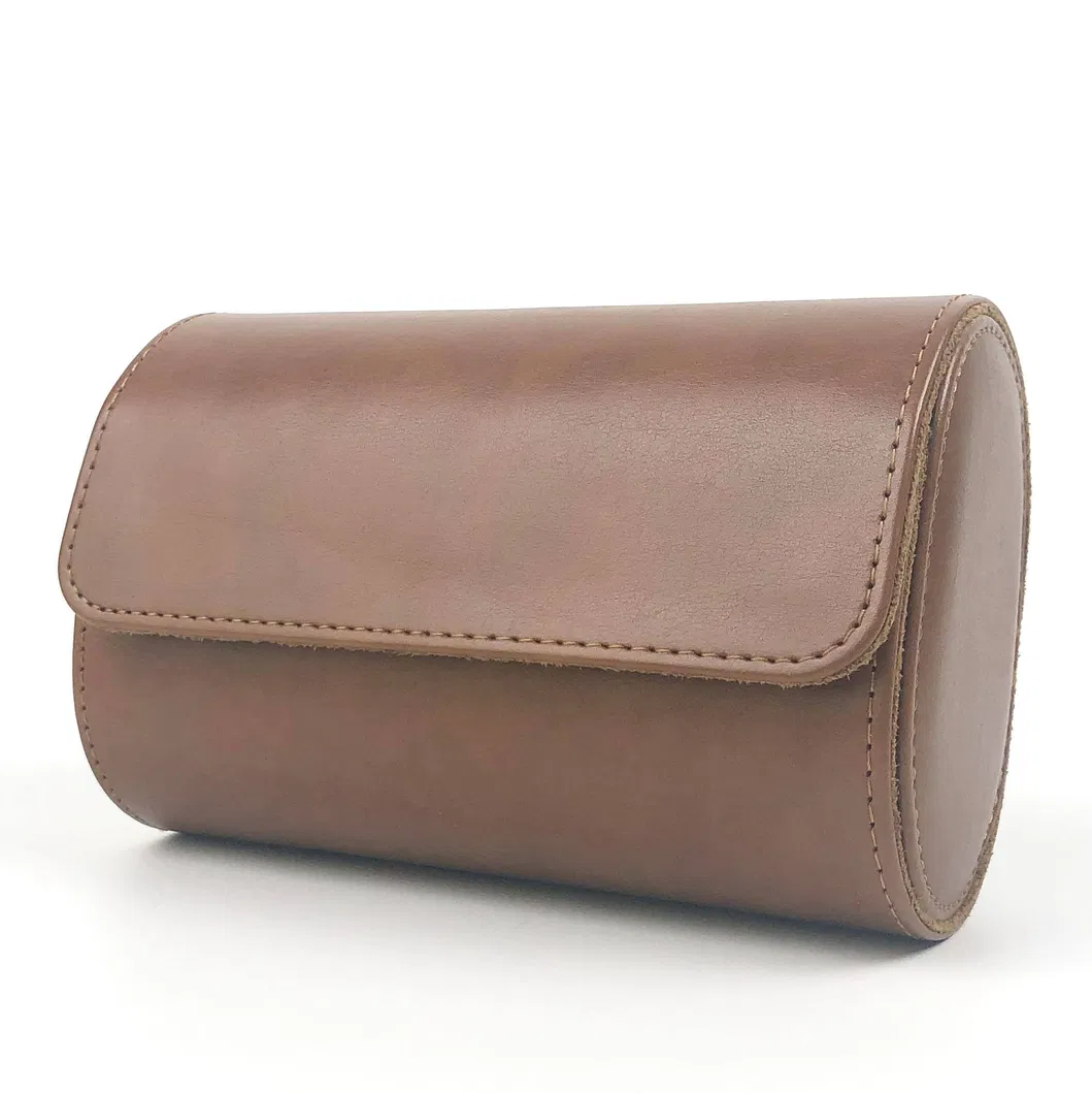 Custom PU Leather Two-Watch Travel Roll with Snap Closure