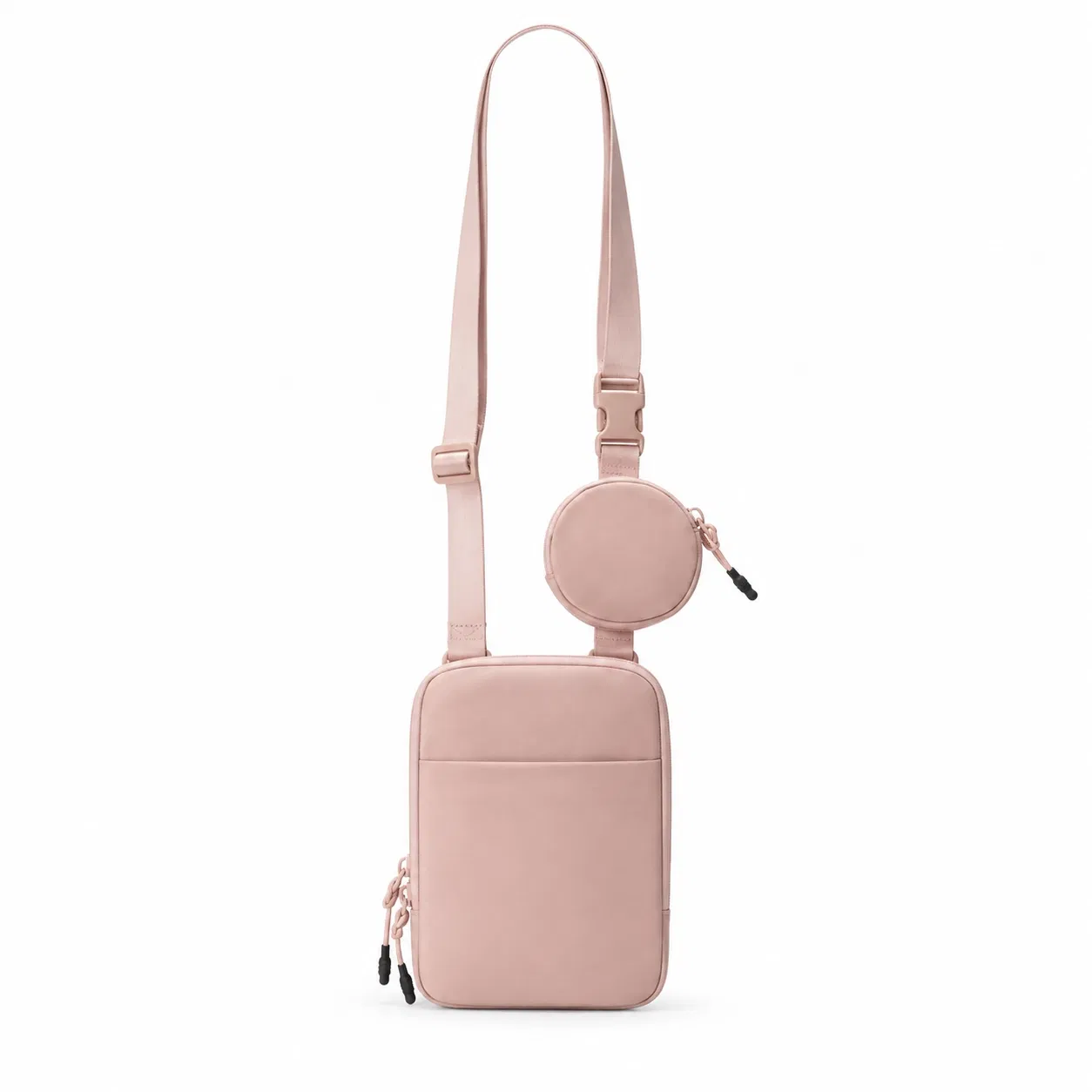 Custom Polyester Crossbody Waist Bag with Removable Round Pouch and Adjustable Strap
