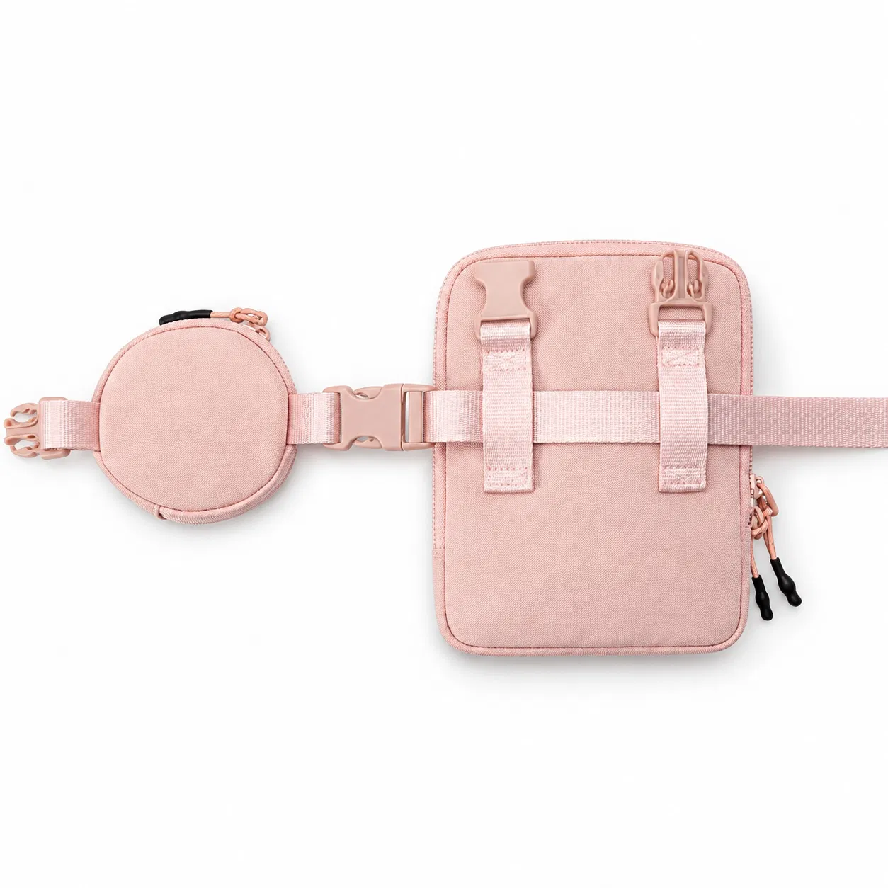 Custom Polyester Crossbody Waist Bag with Removable Round Pouch and Adjustable Strap