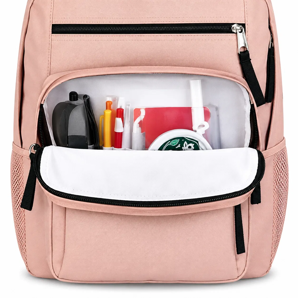 Custom Pink 34L Laptop Backpack with Front Organizer and Padded Shoulder Straps