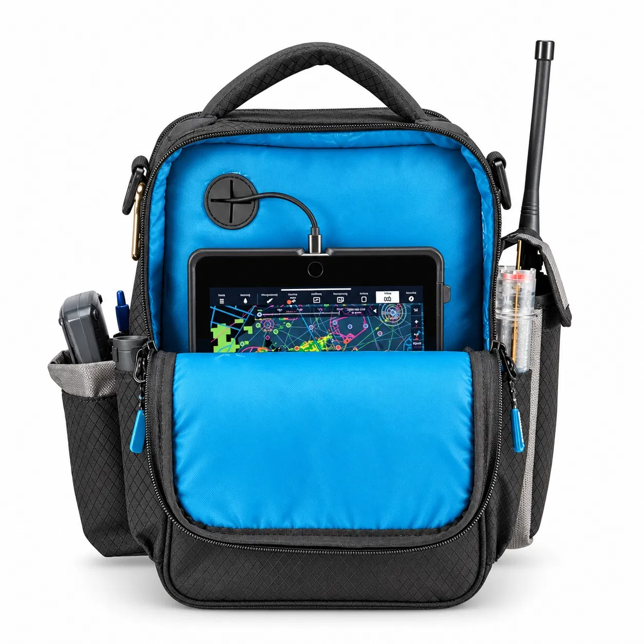 Custom Polyester Pilot Flight Bag with Headset Storage and Front Organizer