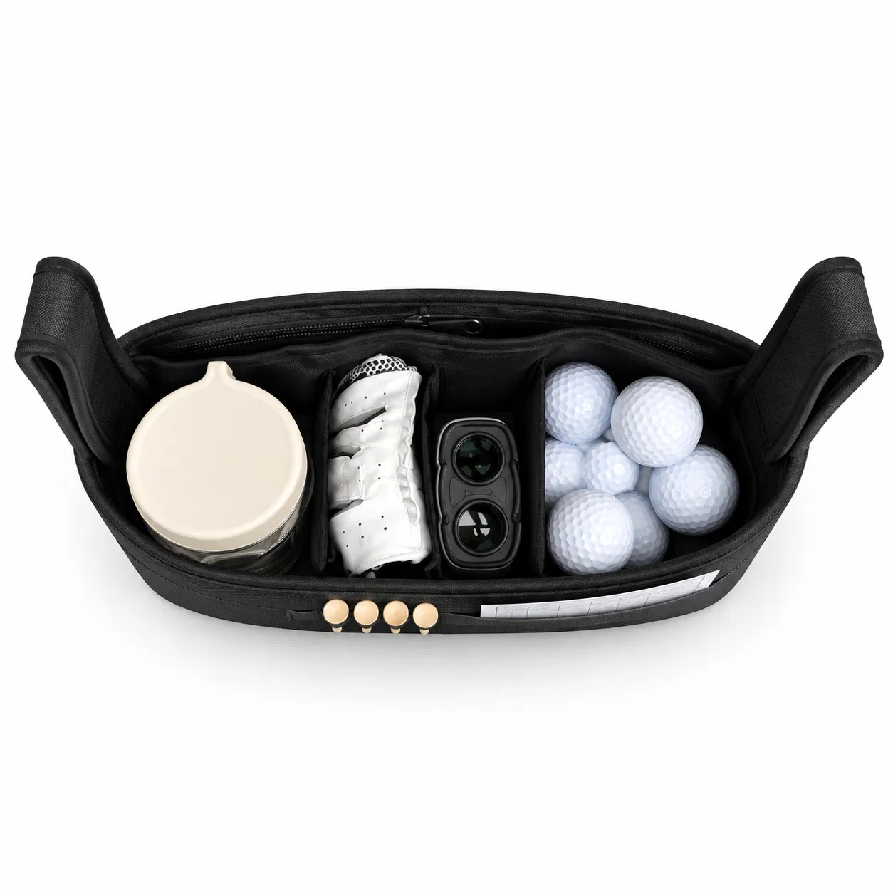 Custom Golf Cart Organizer Bag with Adjustable Dividers and Tee Holders