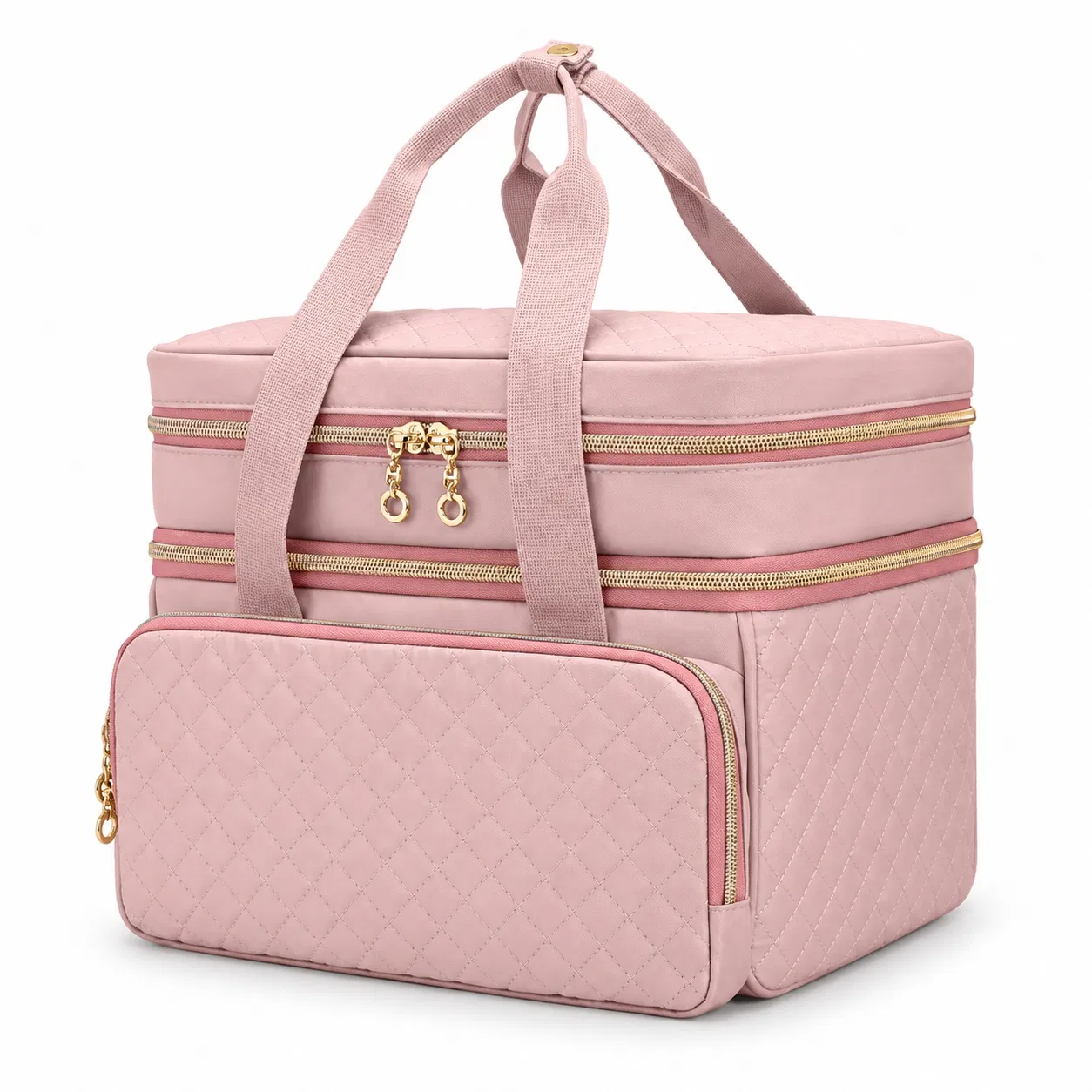 Custom Quilted Sewing Storage Bag with Double Layers and Removable Dividers