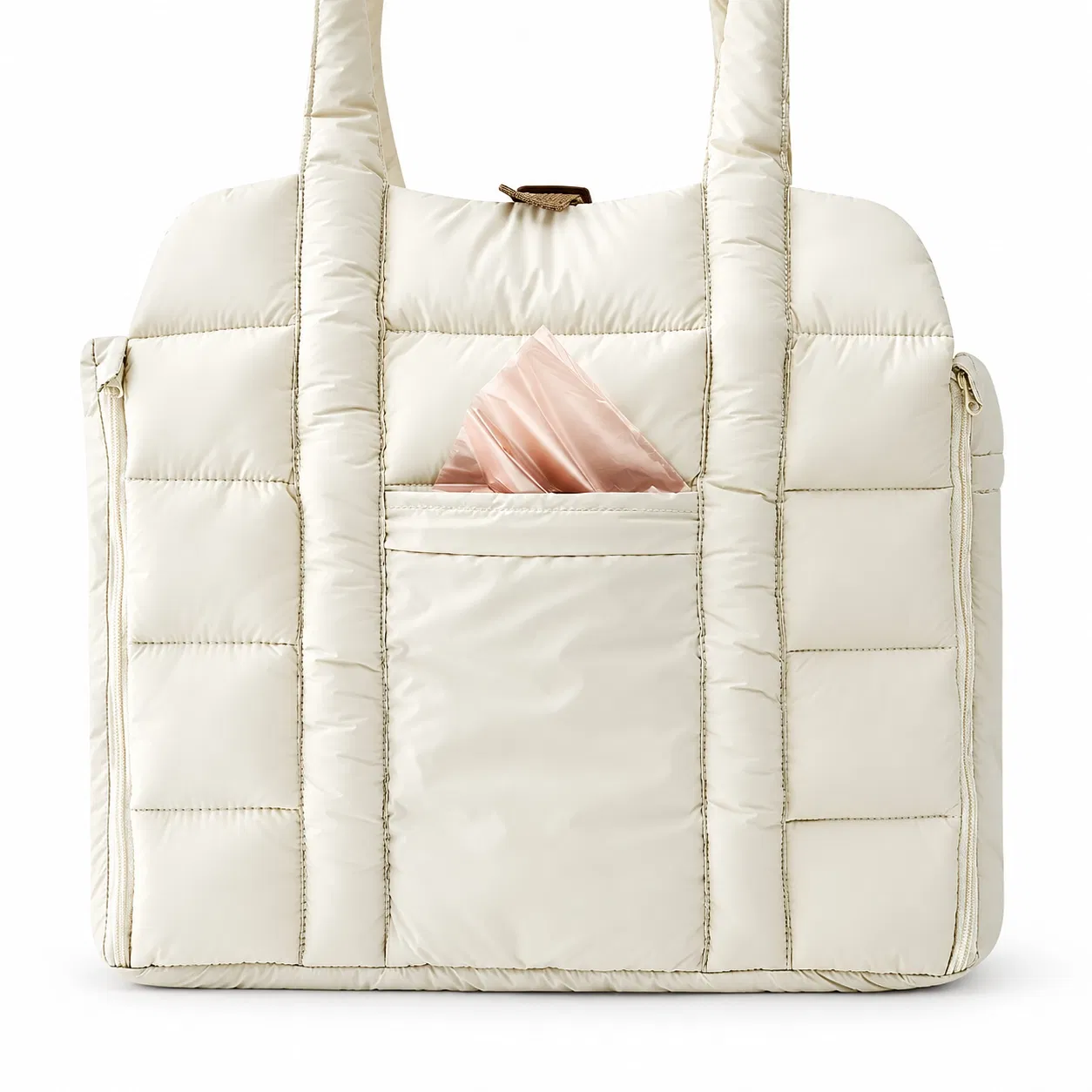 Custom Quilted Pet Carrier Tote Bag with Foldout Panel and Padded Handles