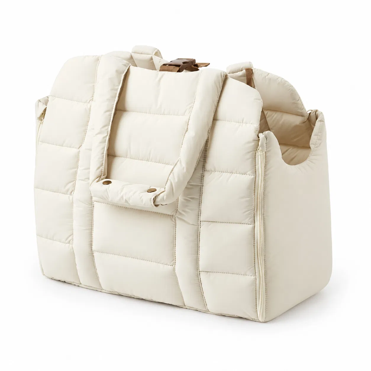 Custom Quilted Pet Carrier Tote Bag with Foldout Panel and Padded Handles