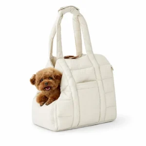 Custom Quilted Pet Carrier Tote Bag with Foldout Panel and Padded Handles