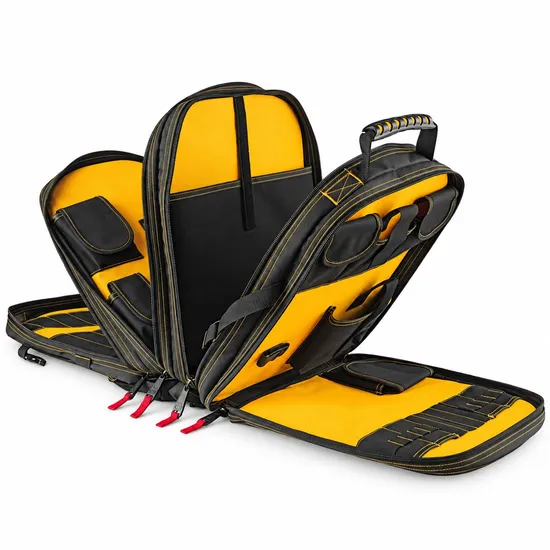Custom Polyester Tool Backpack with Multiple Organizer Panels and Padded Shoulder Straps
