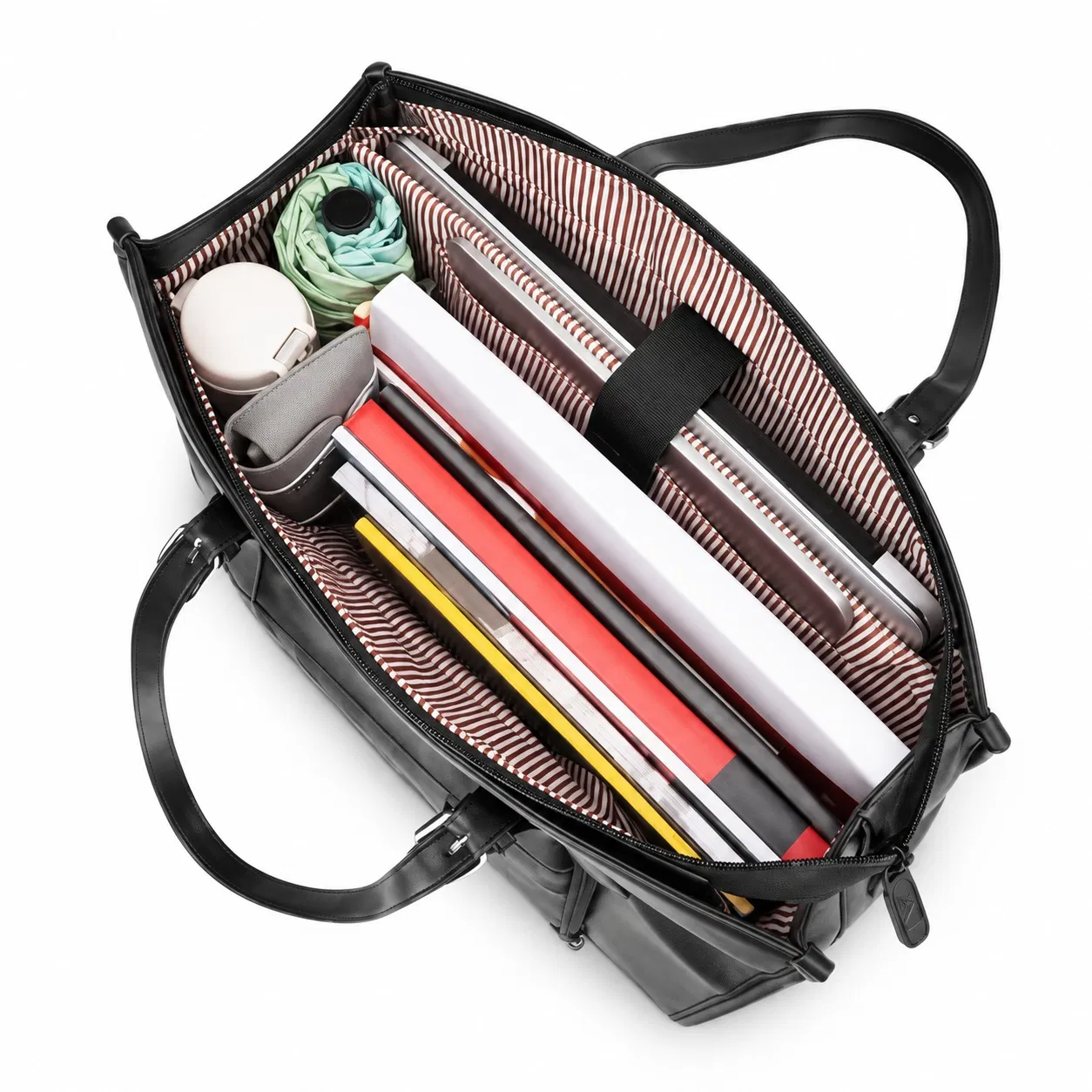 Custom PU Work Lunch Tote Bag with Separate Insulated Food Compartment