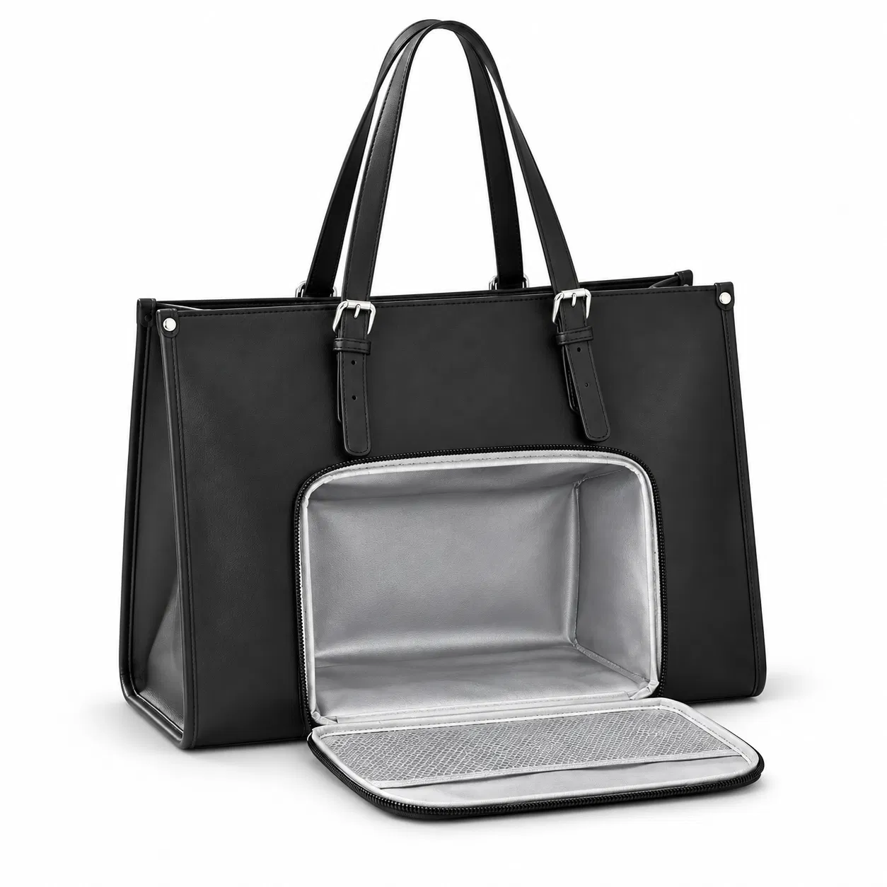 Custom PU Work Lunch Tote Bag with Separate Insulated Food Compartment