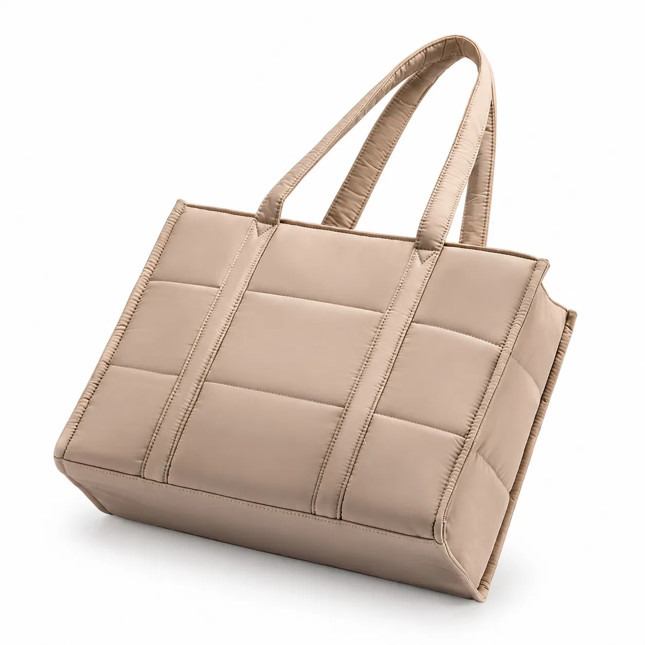 Custom Quilted Nylon Laptop Tote with Organizer Pockets and Long Handles