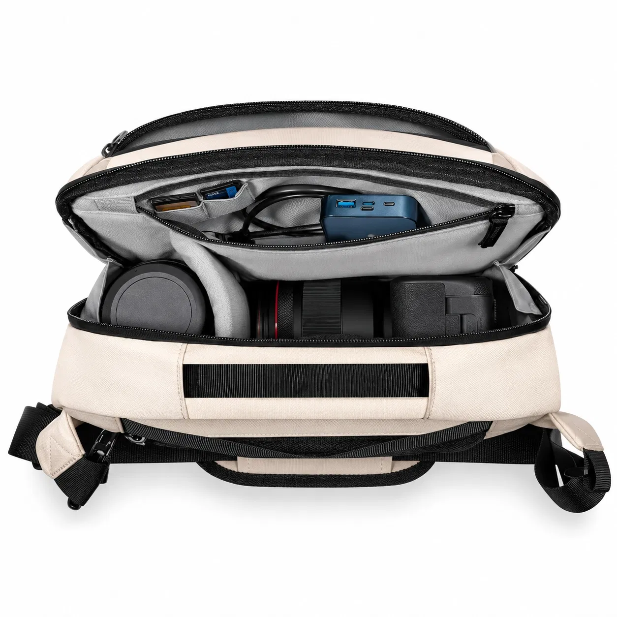 Custom Polyester Camera Shoulder Bag with Padded Dividers and Tripod Straps