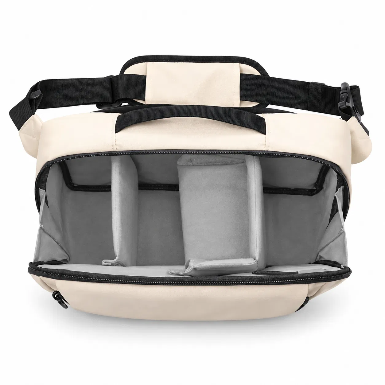 Custom Polyester Camera Shoulder Bag with Padded Dividers and Tripod Straps