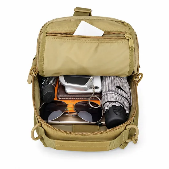 Custom Oxford Sling Shoulder Bag with Webbing Panels and Organizer Pockets