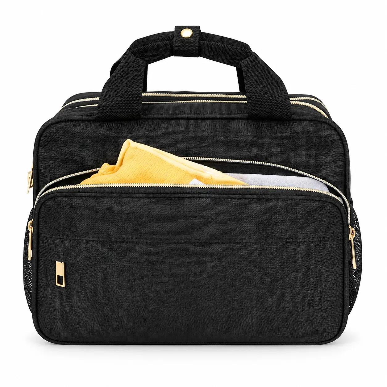 Custom Polyester Diaper Organizer Bag with Elastic Sleeves and Luggage Strap