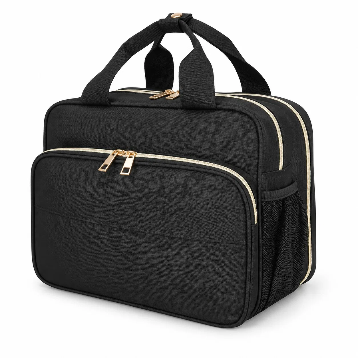 Custom Polyester Diaper Organizer Bag with Elastic Sleeves and Luggage Strap