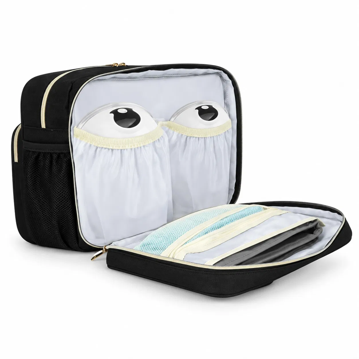 Custom Polyester Diaper Organizer Bag with Elastic Sleeves and Luggage Strap