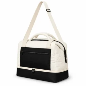 Custom Quilted Polyester Tote Bag with Bottom Shoe Compartment and Strap