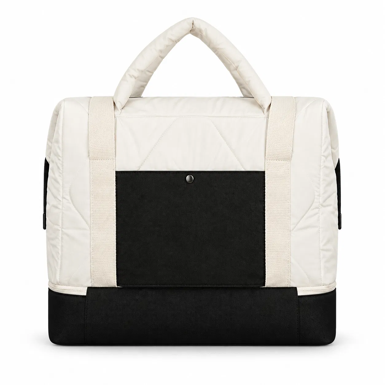 Custom Quilted Polyester Tote Bag with Bottom Shoe Compartment and Strap