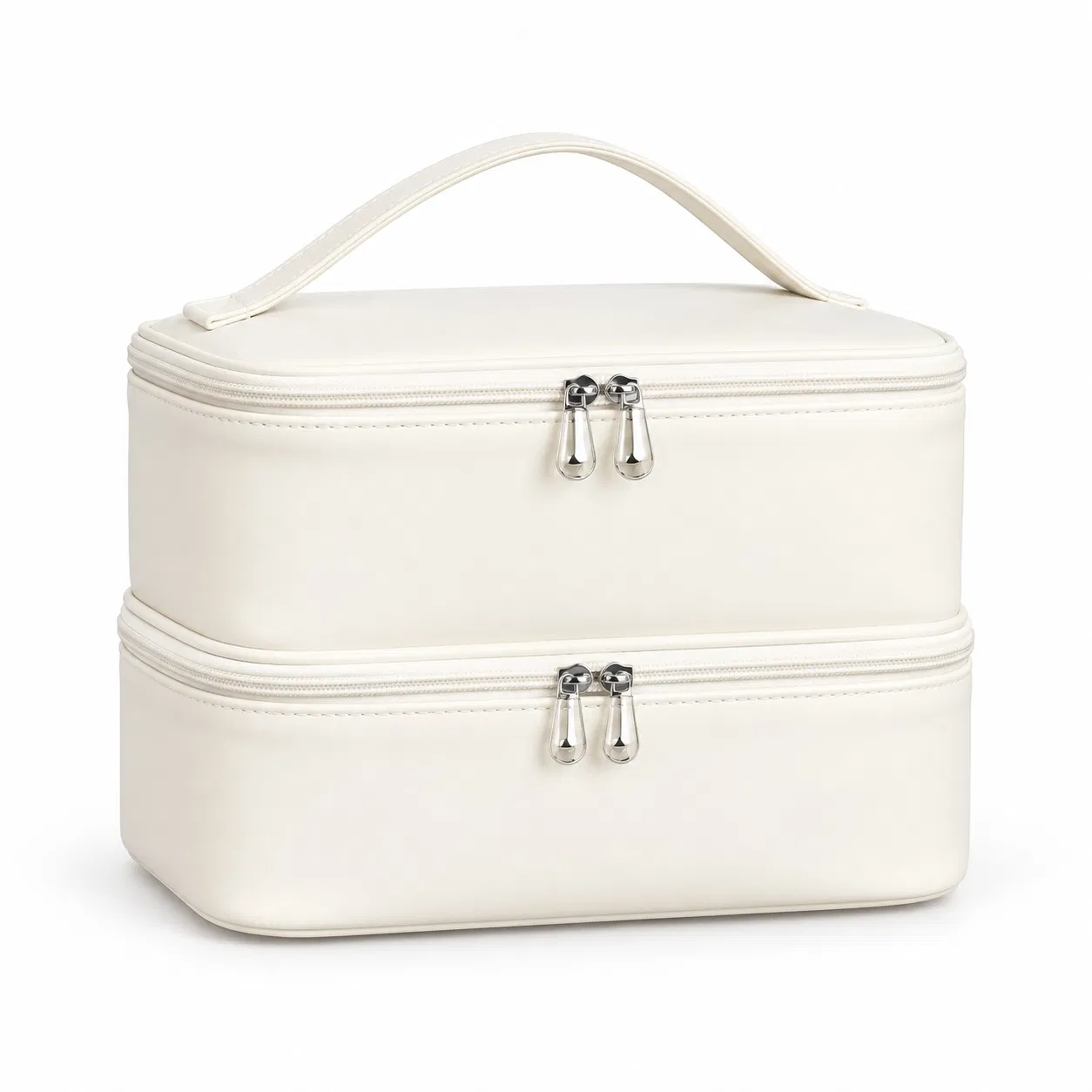 Custom PU Nail Organizer Bag with Double Compartments and Carry Handle