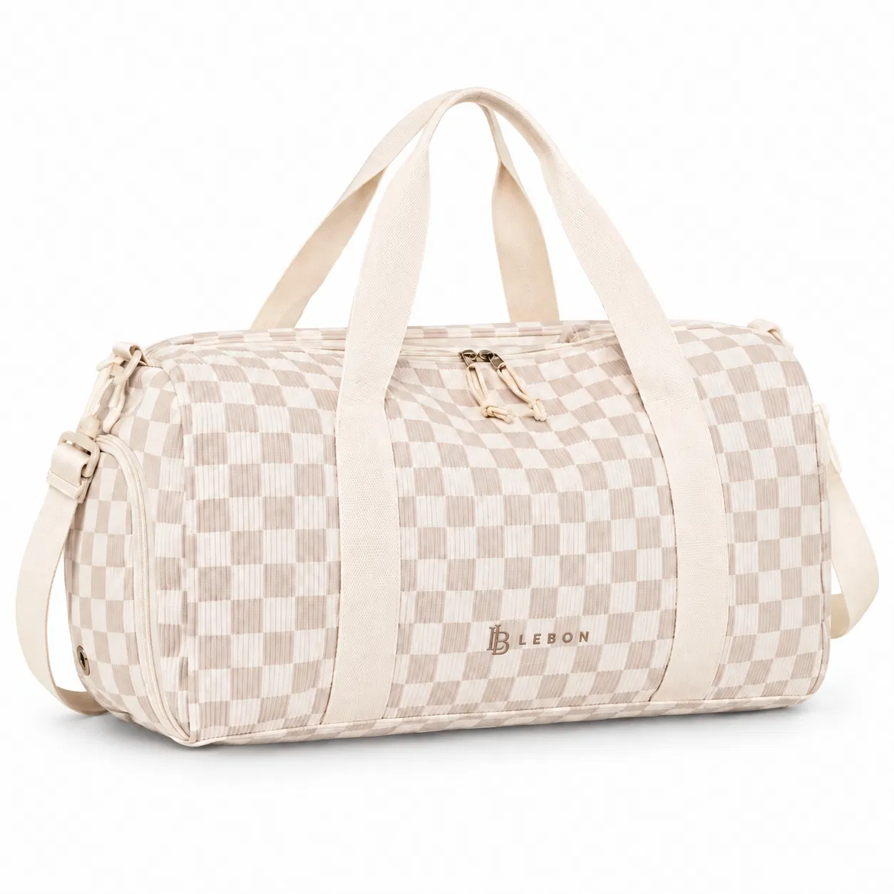 Custom Polyester Checkered Travel Duffel Bag with Shoe Compartment