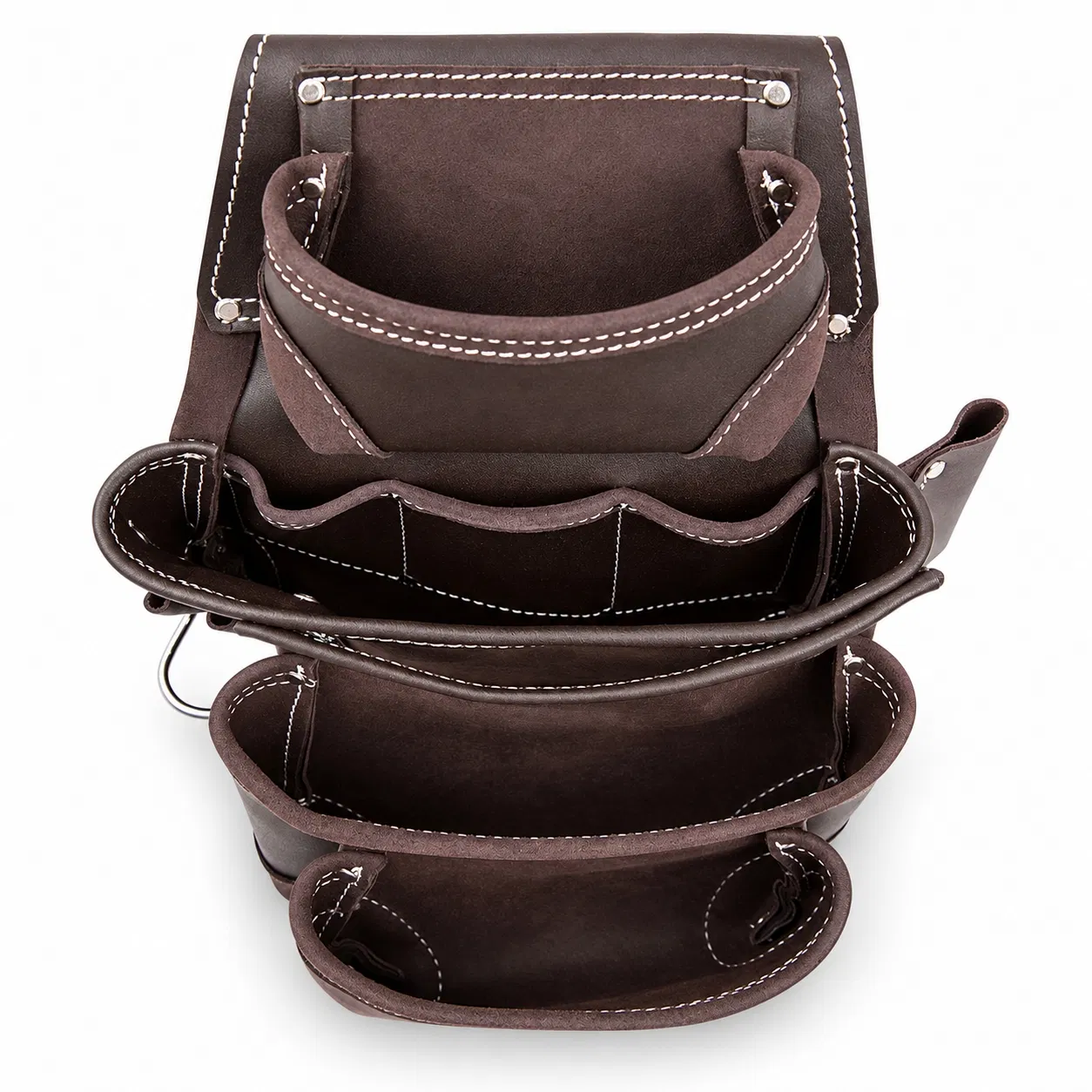 Custom PU Carpenter Tool Belt Bag with Dual Pouches and Hammer Holder