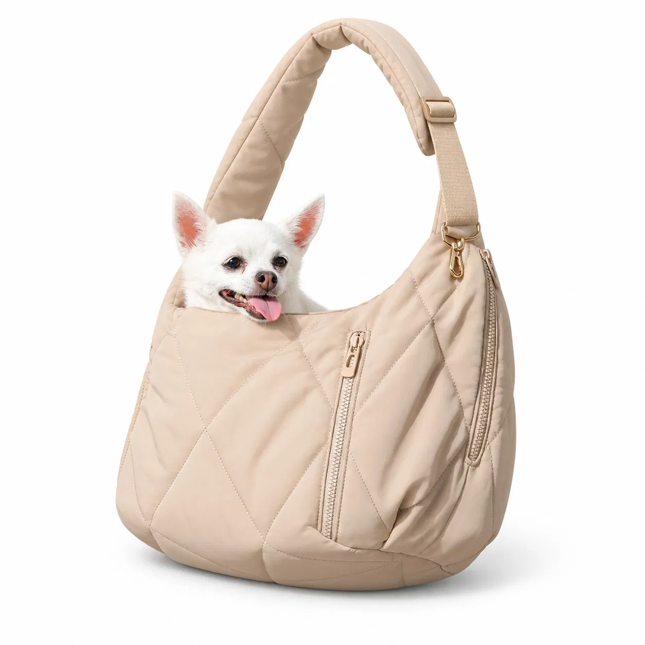 Custom Quilted Neoprene Crossbody Pet Carrier Bag for Small Dogs and Cats