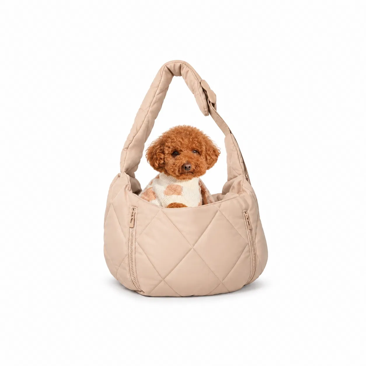 Custom Quilted Neoprene Crossbody Pet Carrier Bag for Small Dogs and Cats