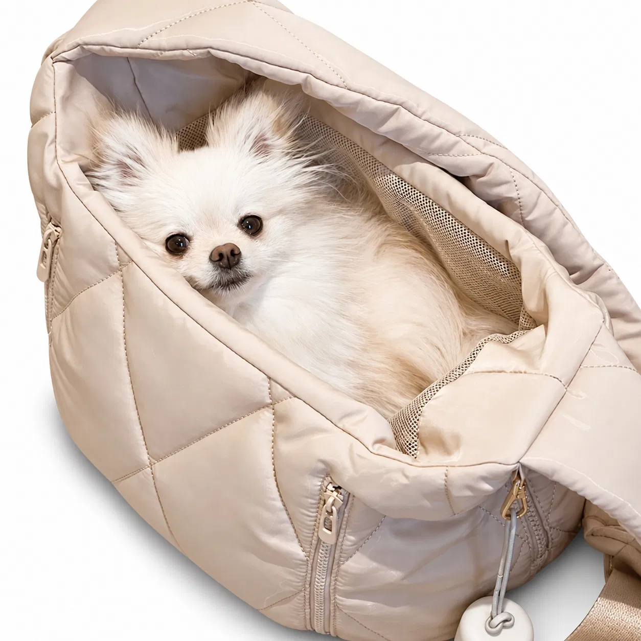 Custom Quilted Neoprene Crossbody Pet Carrier Bag for Small Dogs and Cats