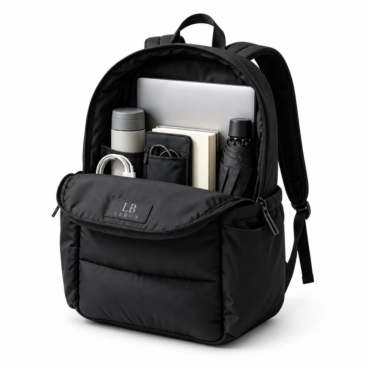 Custom Quilted Polyester Padded Backpack with Multiple Pockets for Daily Travel