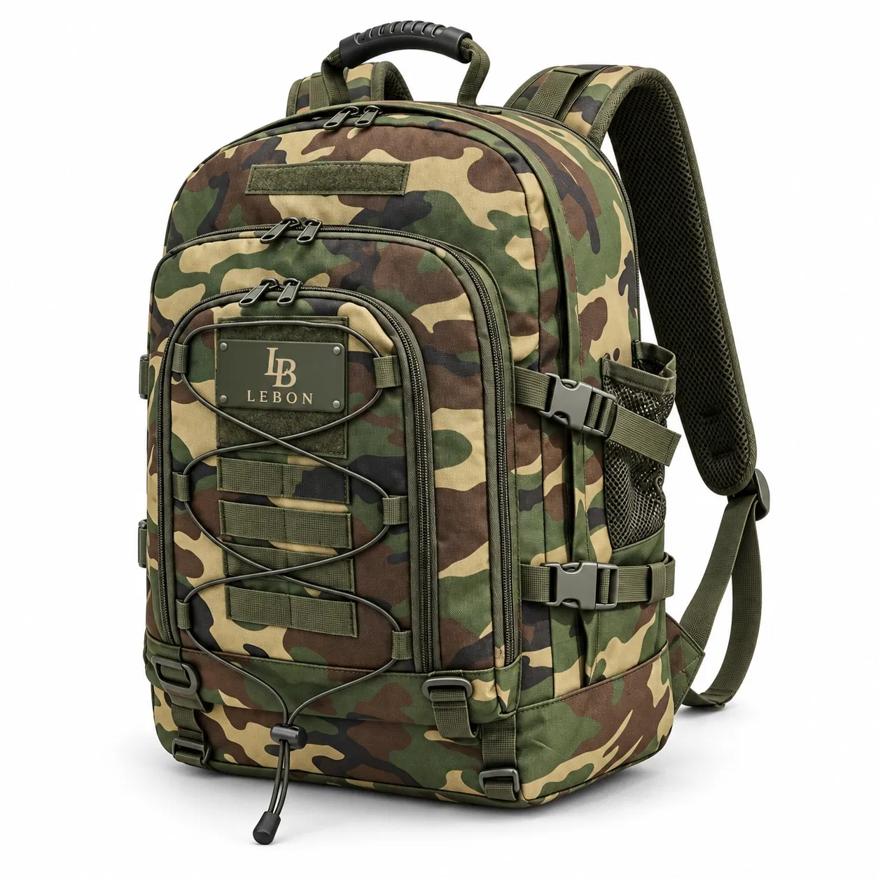 600d Polyester Tactical Backpack with Molle System and Side Pocket for Hiking