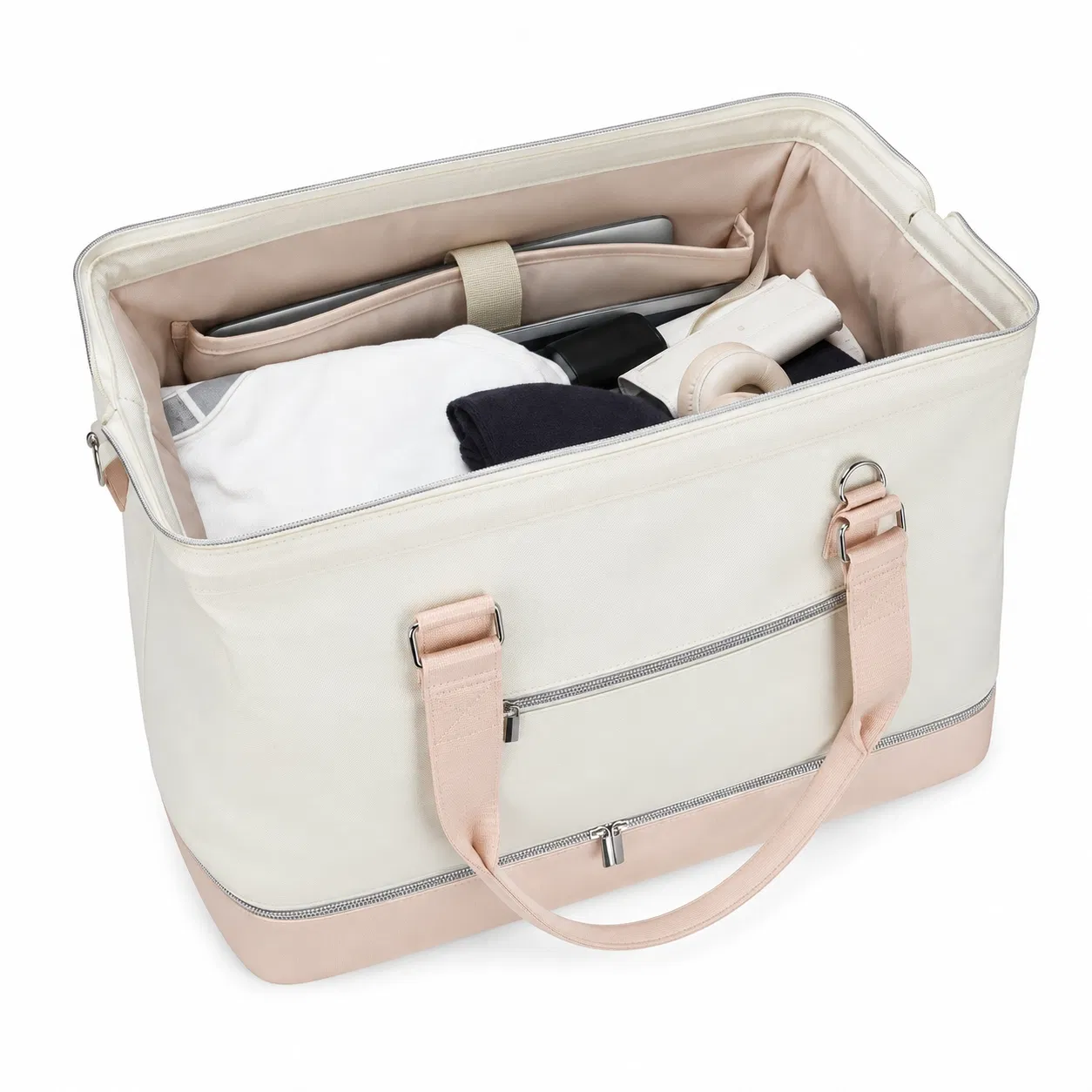 Polyester Weekender Duffel Bag with Bottom Shoe Compartment for Short Trips