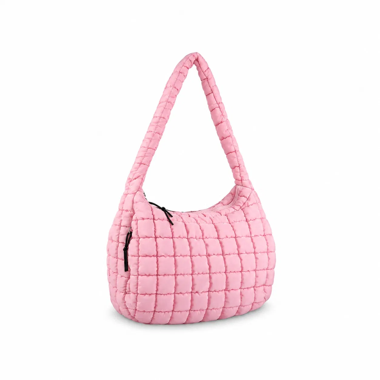 Custom Polyester Quilted Puffer Hobo Shoulder Bag with Zipper Closure